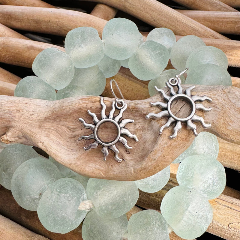 Sterling Silver & Zamak SUN Earrings