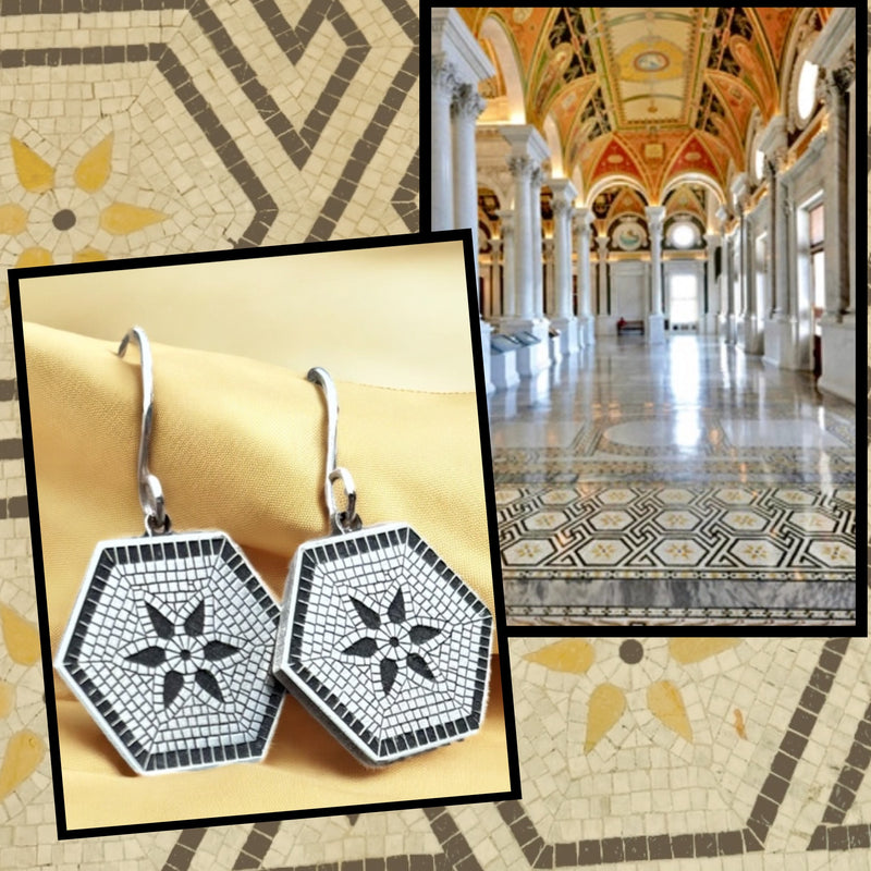 Sterling Silver “Great Hall” Tile Earrings