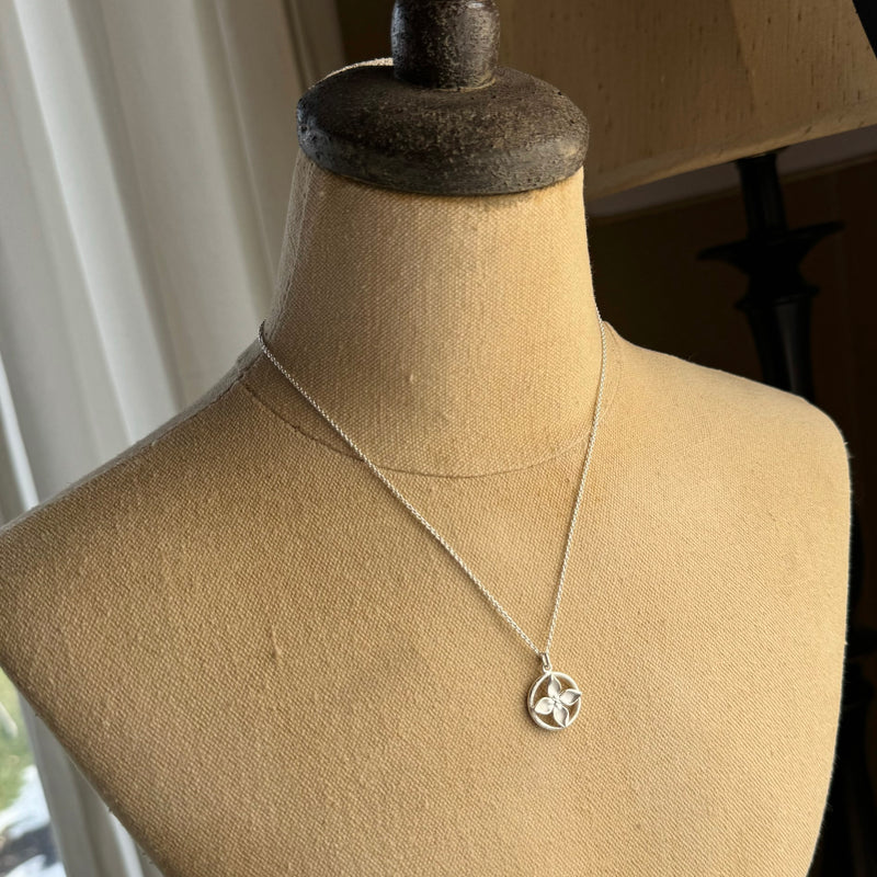 Sterling Silver Flower Circle Necklace