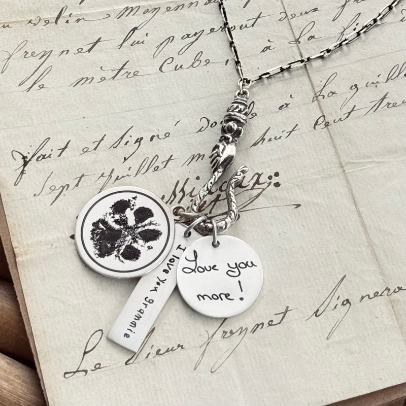 Sterling Victorian Hand & Serpant Charm Holder