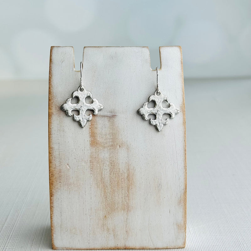 Sterling Silver Earwires w/Pewter Crosses 1.25”