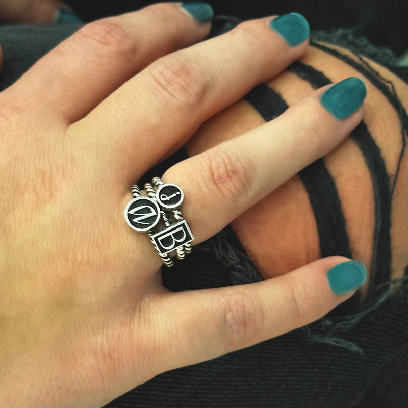 Sterling Stackable Personalized Inverted Ring