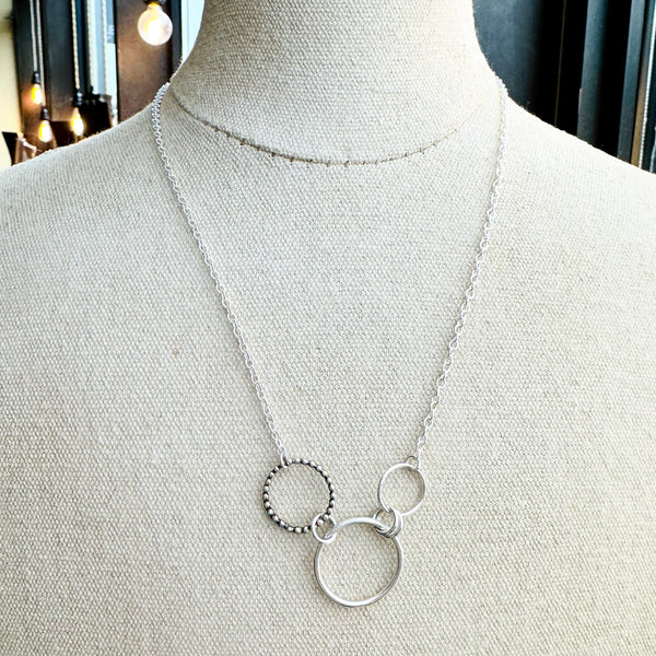 Sterling Silver Triple Ring Necklace