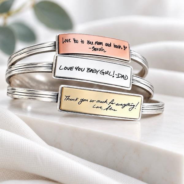 Sterling Handwritten Messages Thin Cuff