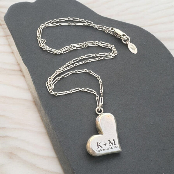 Sterling Silver Personalized Heart Necklace