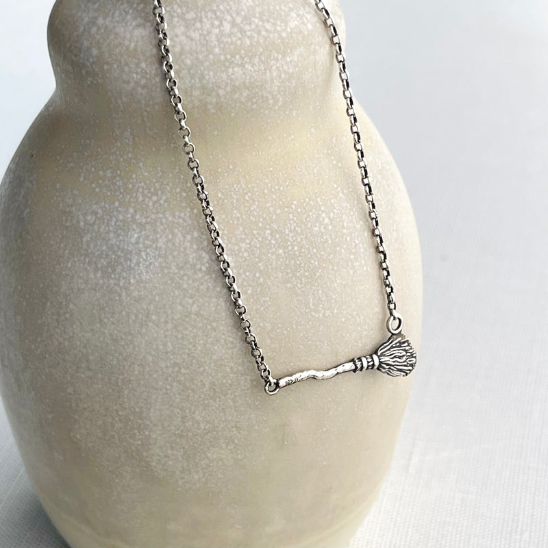 Sterling Silver Broom Necklace