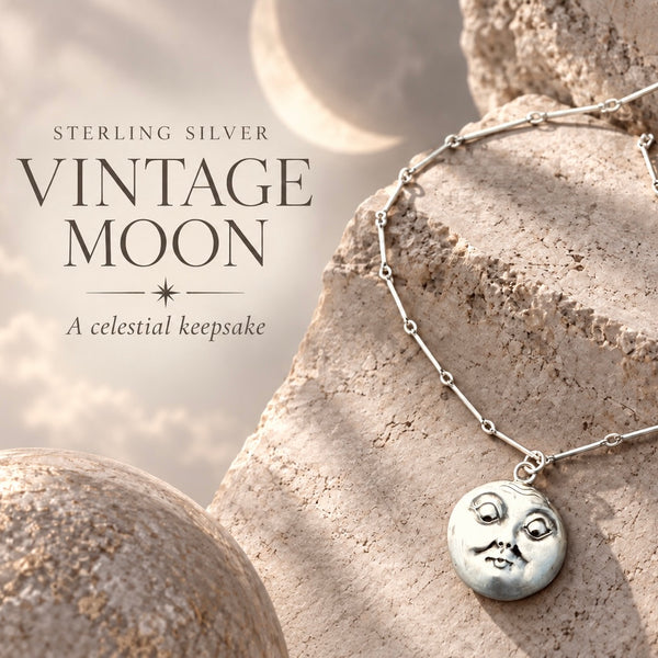 Sterling Silver 1” Vintage Moon Necklace