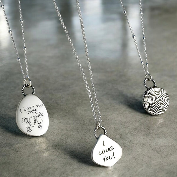 Sterling Silver Handwritten Fingerprint Necklace