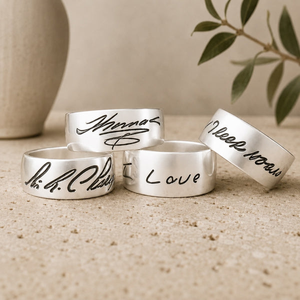 Handwritten Message Band Ring