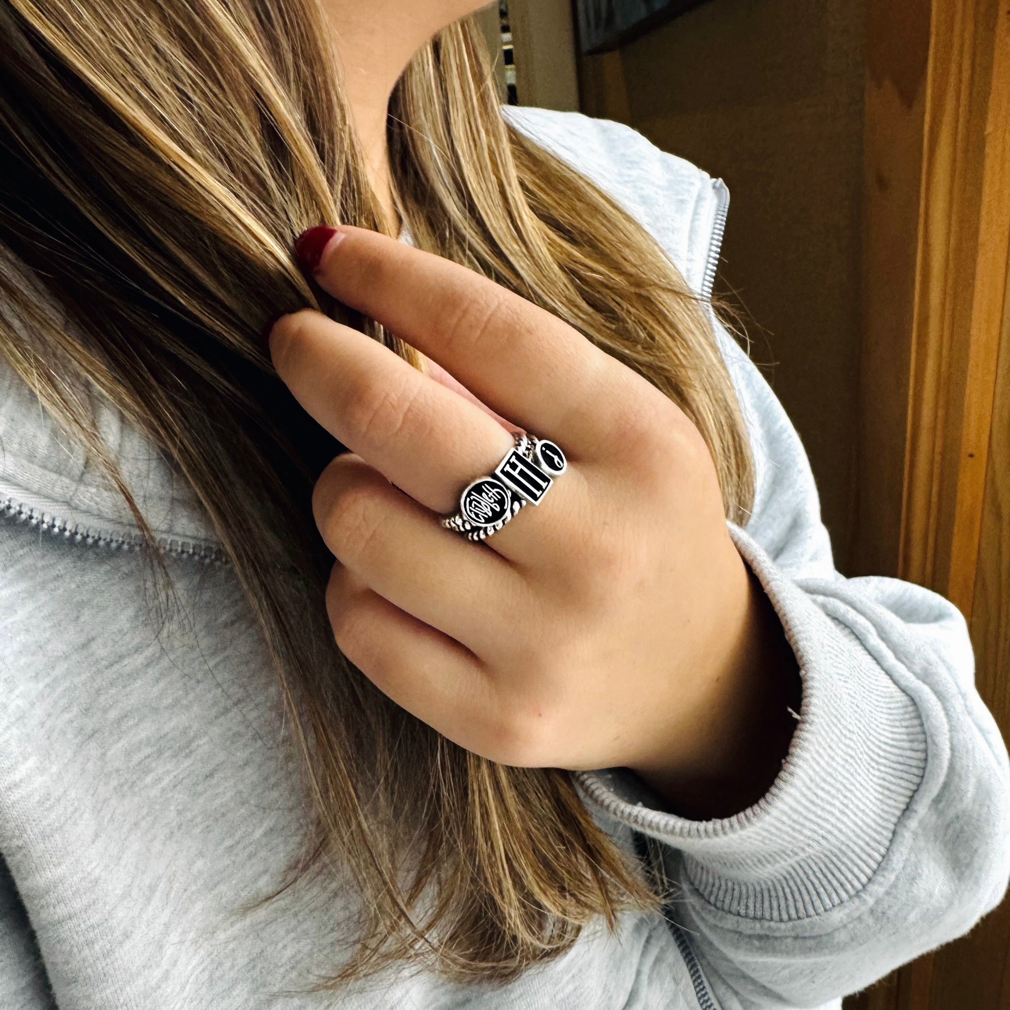 Sterling Stackable Personalized Inverted Ring - Sold Seperately