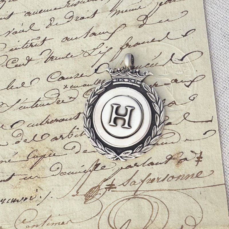 Sterling Laurel & Crown Initial Necklace