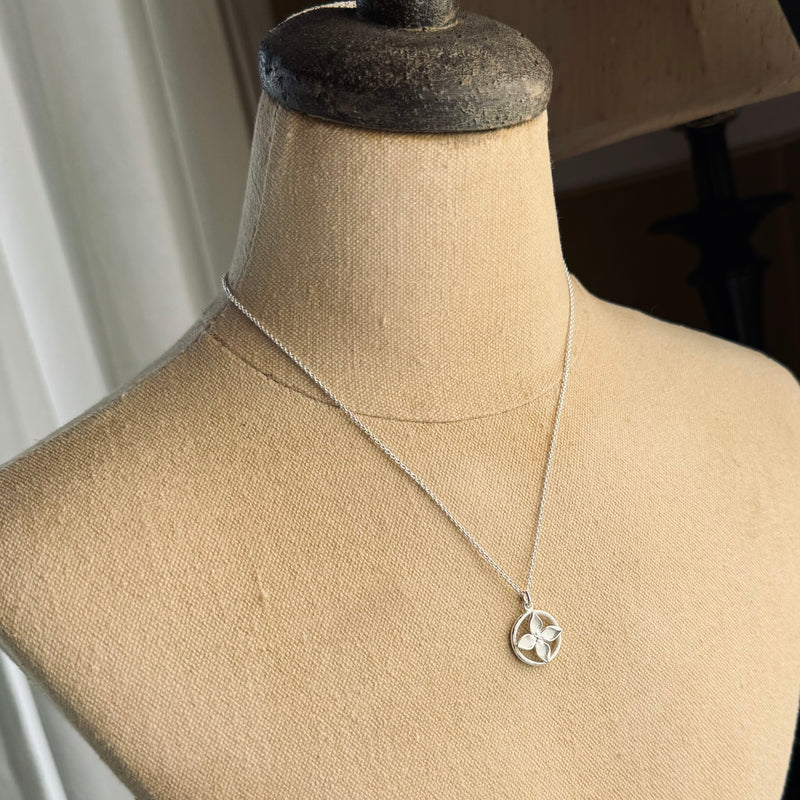 Sterling Silver Flower Circle Necklace