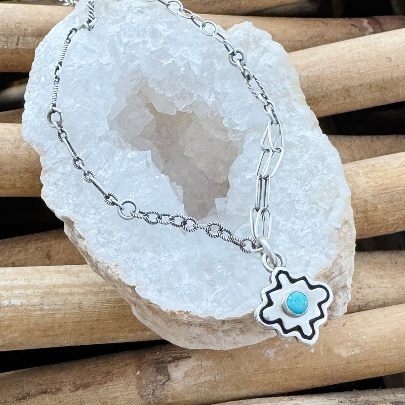 Sterling Silver Turquoise Quatrefoil Necklace