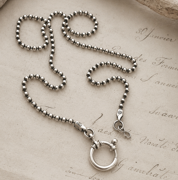 Sterling Silver Beaded Charm Holder Necklace