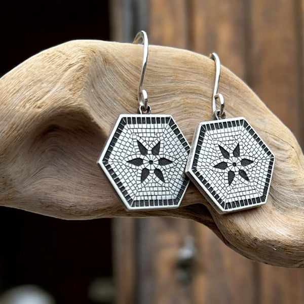 Sterling Silver “Great Hall” Tile Earrings