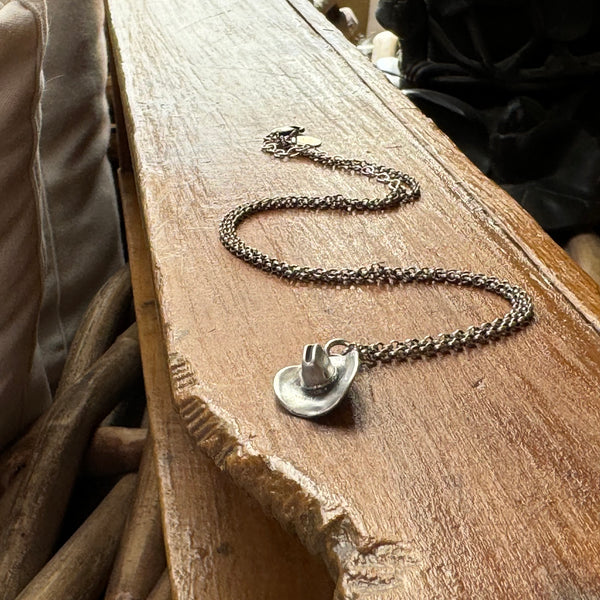 Sterling Silver Cowboy Hat Necklace