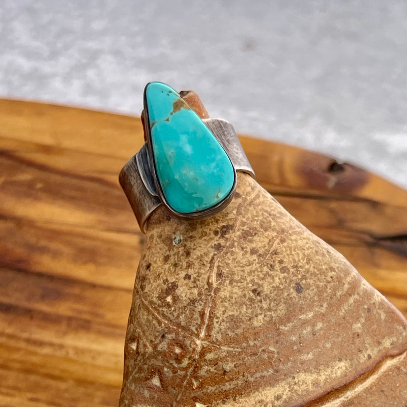 Adjustable Sterling Silver and Sonoran Hills Turquoise Ring