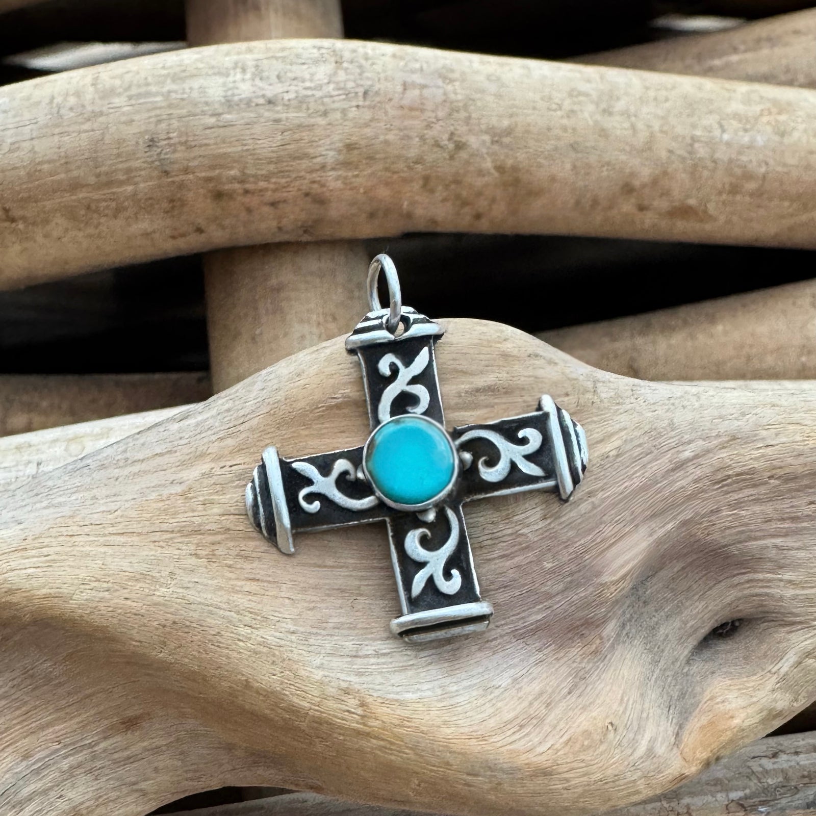 Sterling Silver Turquoise Cross Necklace - choose which design