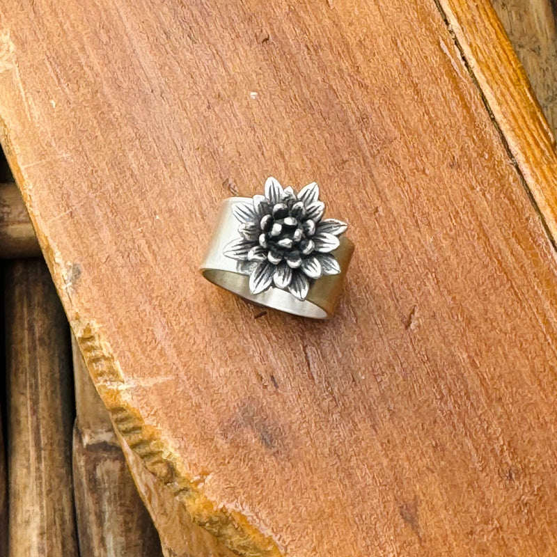 Sterling Silver Dahlia Adjustable Ring