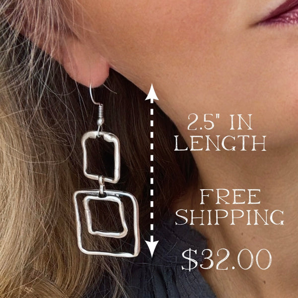Zamak Square Drop Earrings