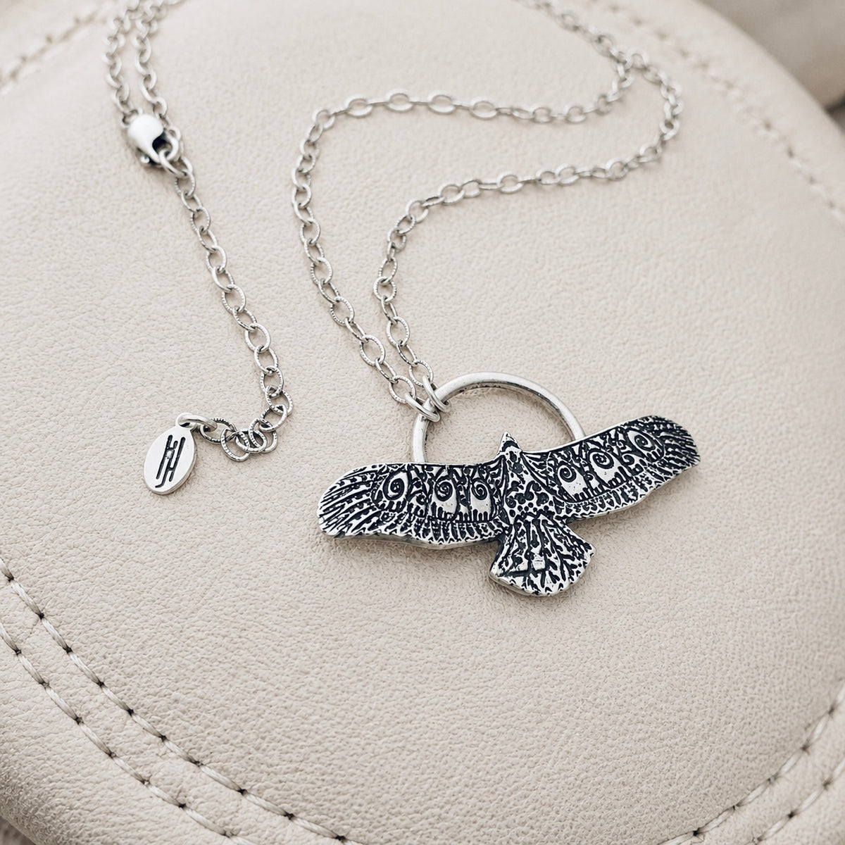 Sterling Silver Eagle Pendant Necklace - Handmade