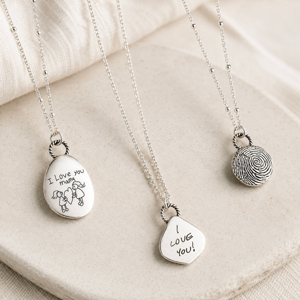 Sterling Silver Handwritten Fingerprint Necklace