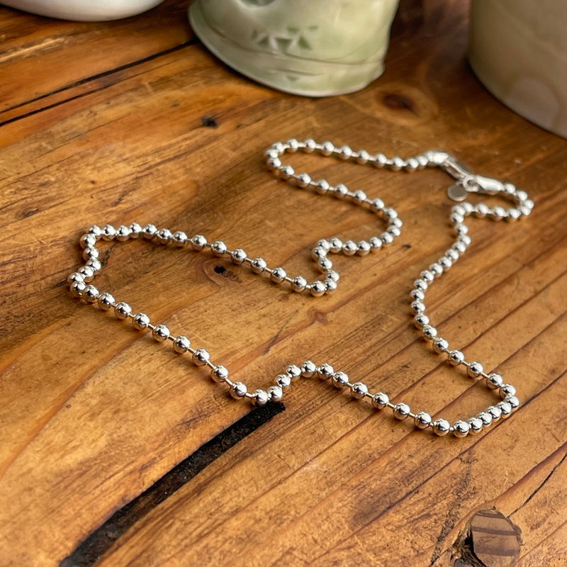Sterling Silver 3mm Beaded Necklace