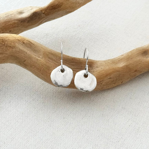 Sterling Silver Organic Disc Earrings