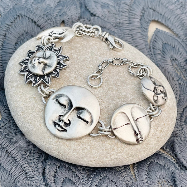 There Is No Greater Power Than a Moon, a Sun and a Woman Who Knows Her Worth - Sterling Silver Bracelet