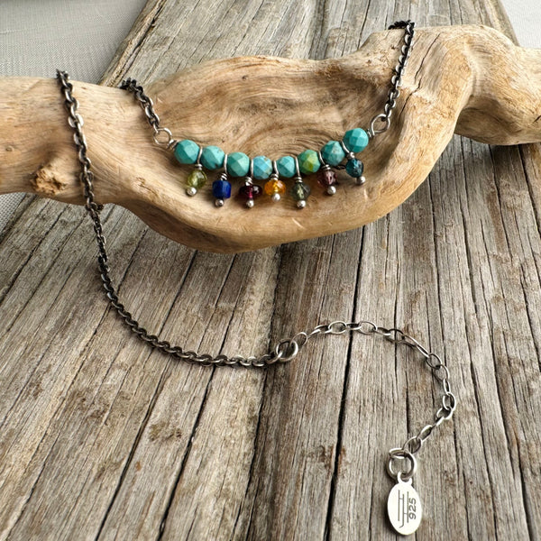 Sterling Silver Turquoise & Gemstone Necklace