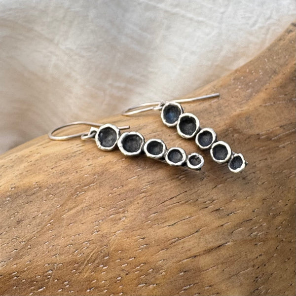 Molten Sterling Silver Cascade Earrings