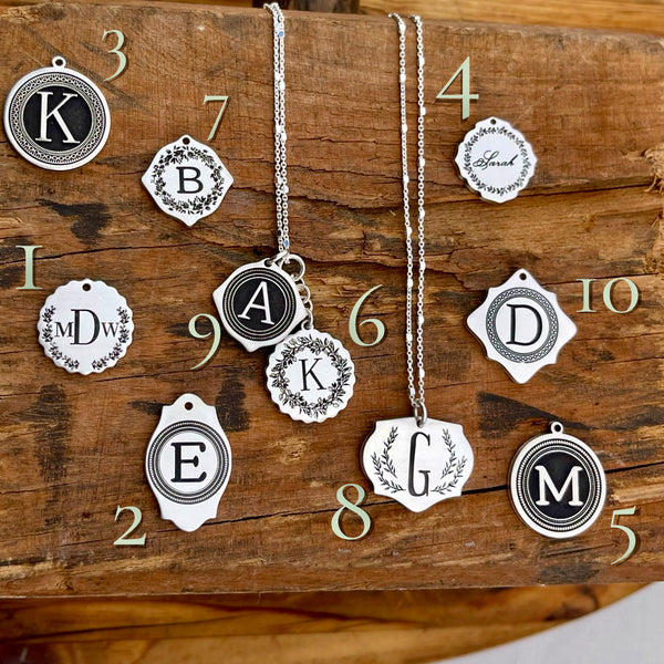 Vintage-Style Sterling Silver Initial Charms | HEIDIJHALE