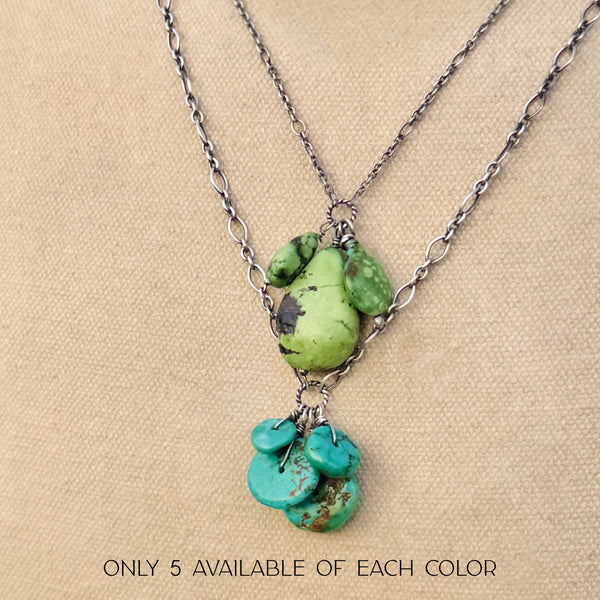 Sterling Blue or Green Turquoise Necklace