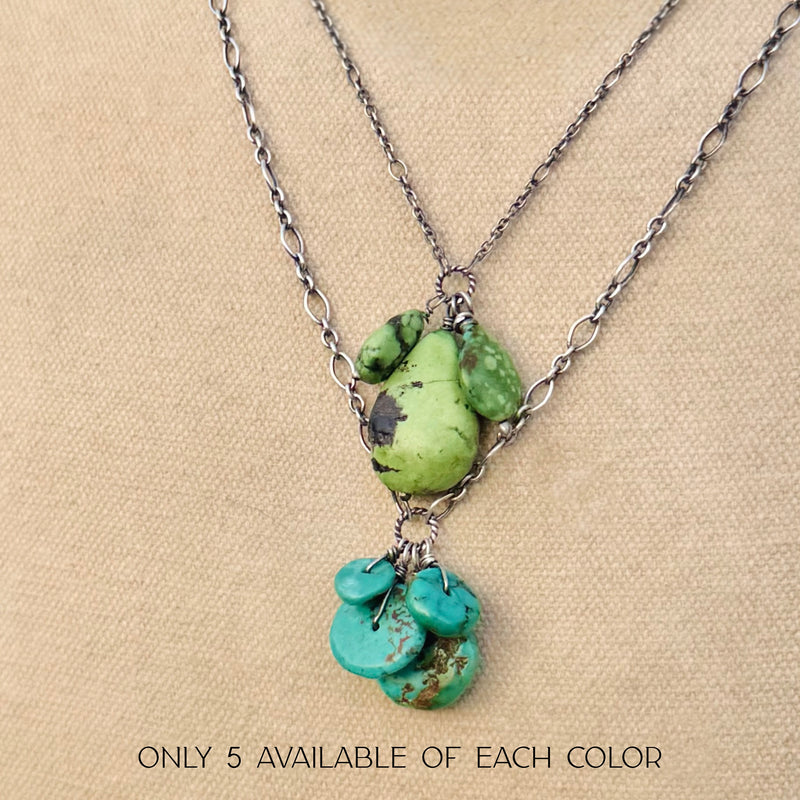Sterling Blue or Green Turquoise Necklace
