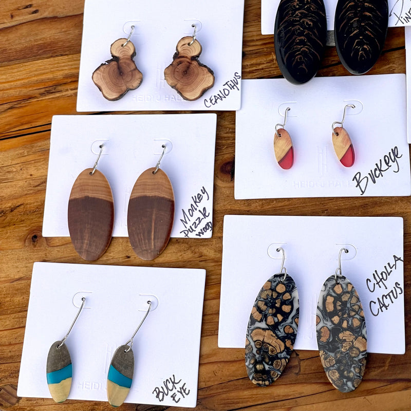 Unique Wood & Resin Earrings