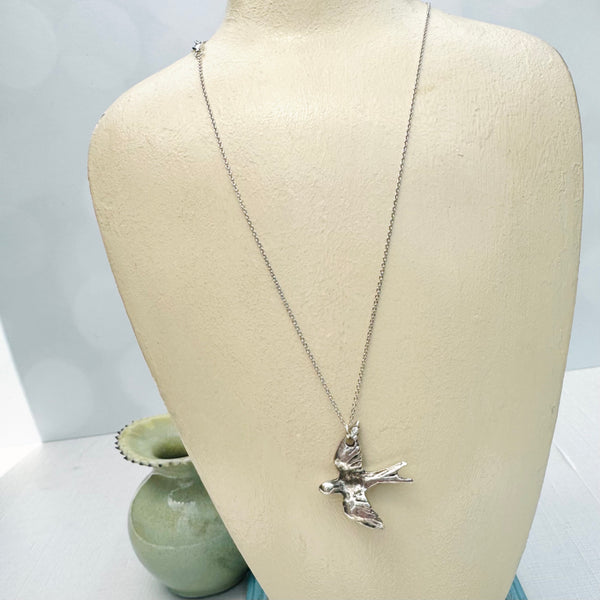 Pewter Bird on Sterling Silver 18”Chain