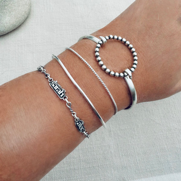 Sterling Silver Beaded Bangle