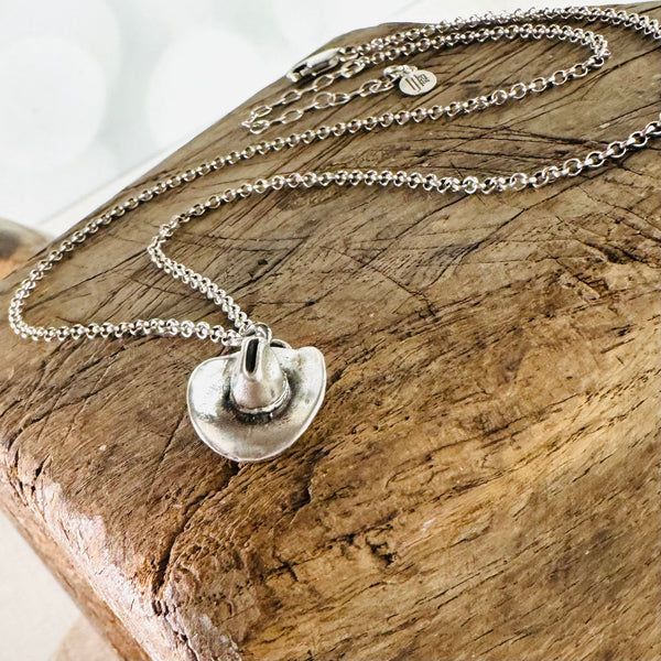 Sterling Silver Cowboy Hat Necklace