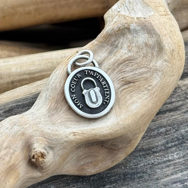 Sterling Intaglio Charm - My Heart Belongs To You