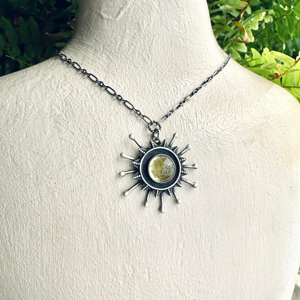 Sterling Silver & Lemon Quartz Necklace 16”-18” -One Of A Kind