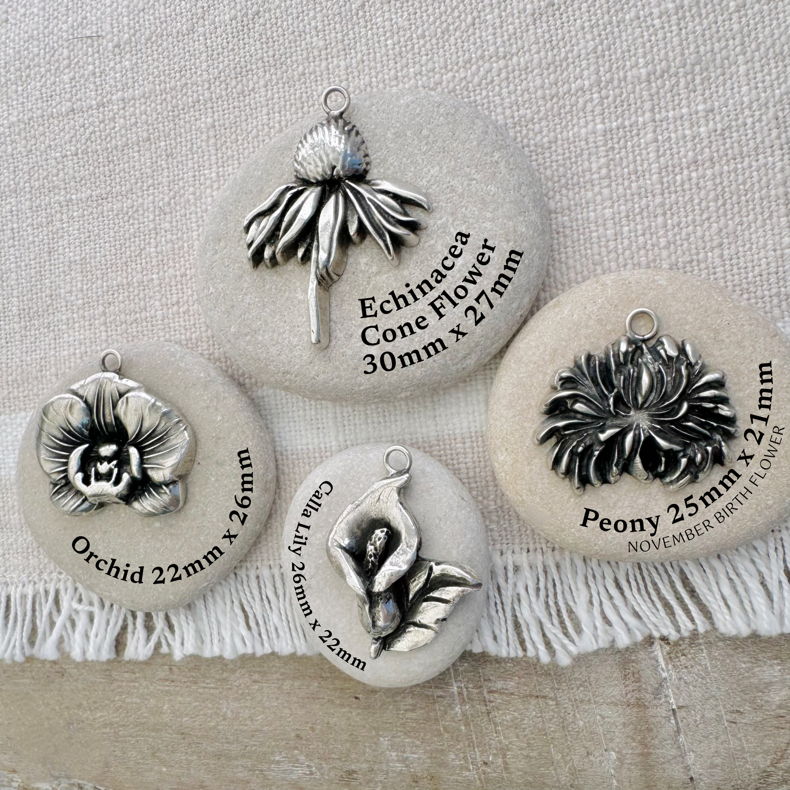 Custom 925 Sterling Silver Photo Charm - Heart Shape Floral Birth Flower Bead For Bracelet Or Necklace