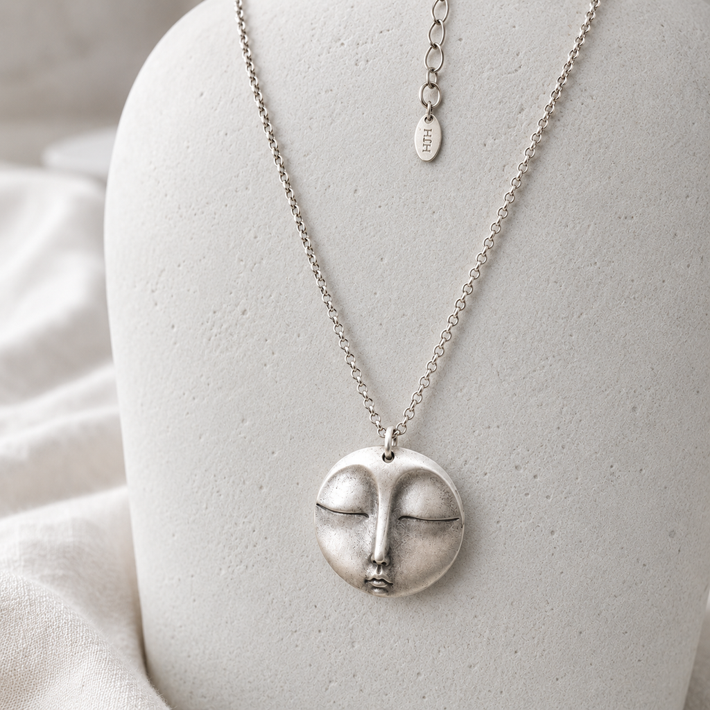 Sterling Silver Zen Moon Pendant Necklace | HEIDIJHALE