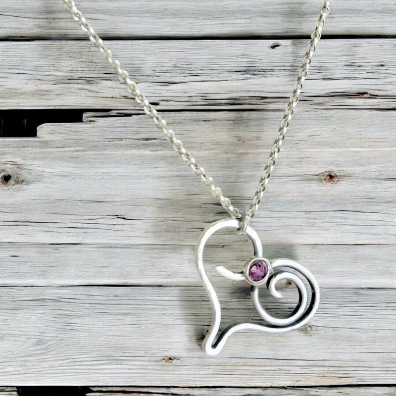 Limited Edition Sterling Silver & Garnet Heart Necklace