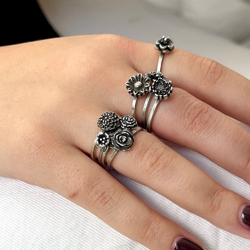 Sterling Silver Finger Bouquets including Birth Month Flowers