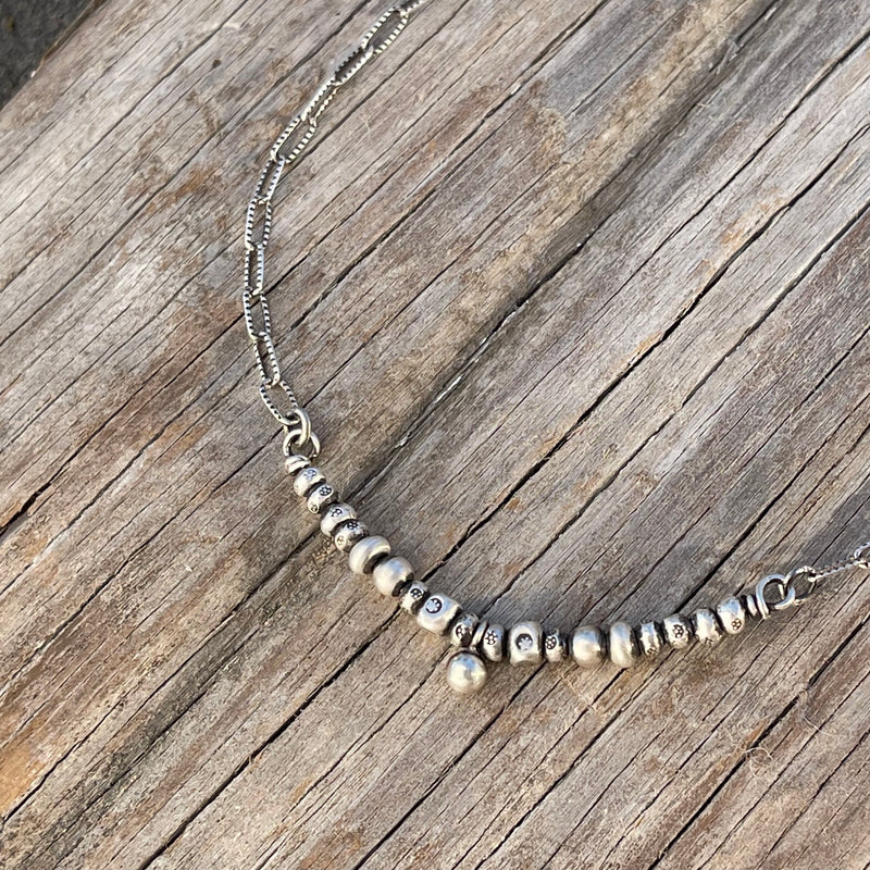 Sterling Silver Everyday Beaded Necklace - adjustable up to 18”