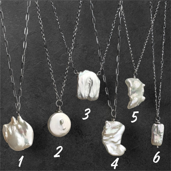 Sterling Silver Large Pearl Necklaces