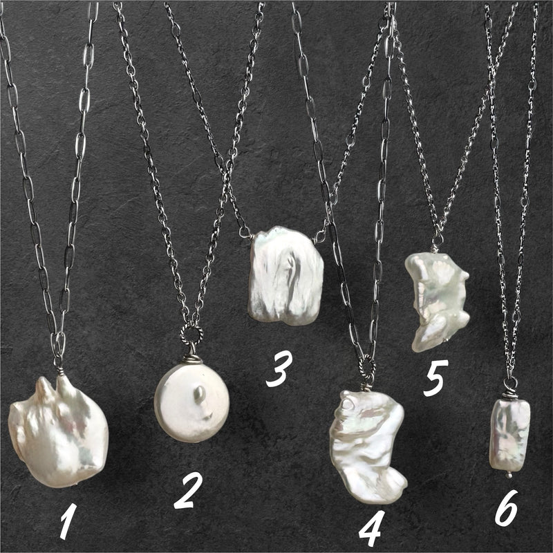 Sterling Silver Large Pearl Necklaces