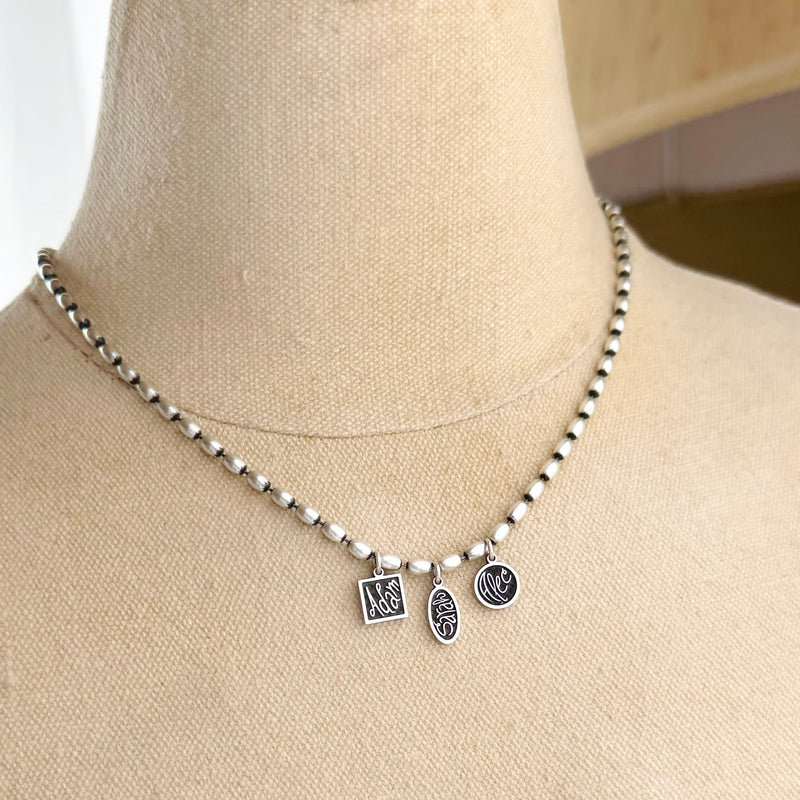 Sterling Silver Beaded Name Necklace