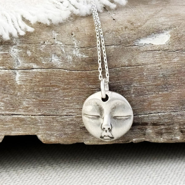 Sterling Silver Tiny Zen Moon Necklace