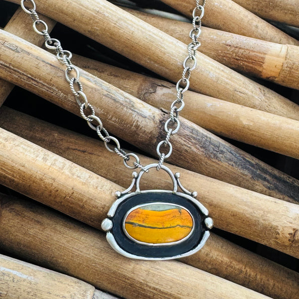 Sterling Silver Bumble Bee Jasper Necklace